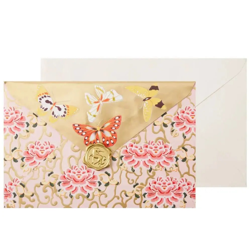 Vintage Japanese Flower & Figure Collector's Edition Birthday Card