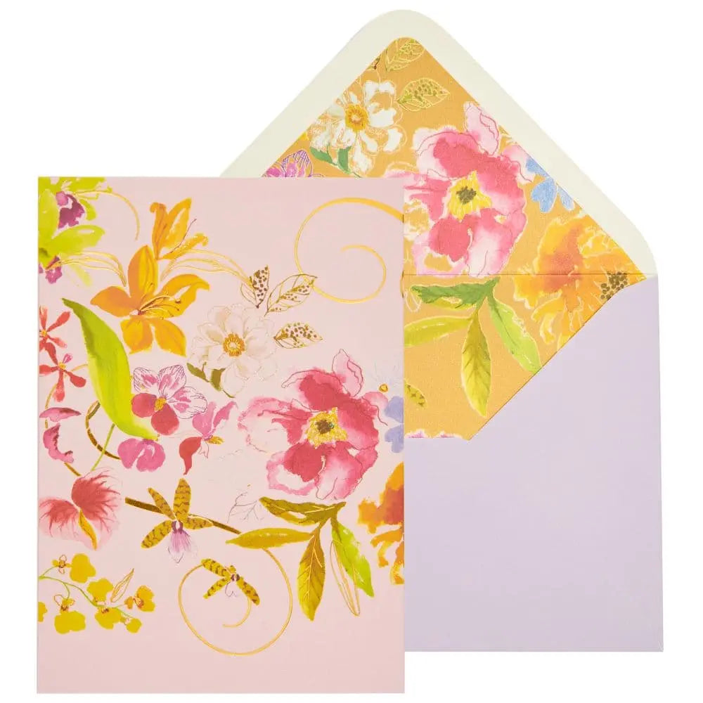 Floral 3 Panel Fold-Out Blank Card