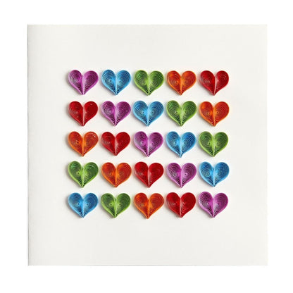 Quilled Rainbow Hearts Birthday Card