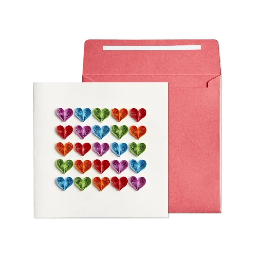 Quilled Rainbow Hearts Birthday Card