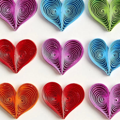 Quilled Rainbow Hearts Birthday Card