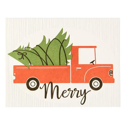 Truck With Tree Christmas Card