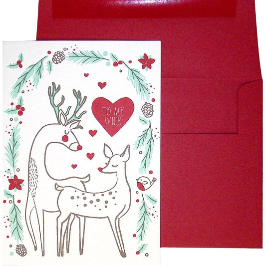 Letterpress Deer Couple Christmas Card