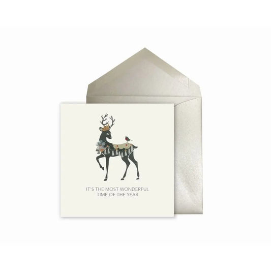 Reindeer With Crown Christmas Card