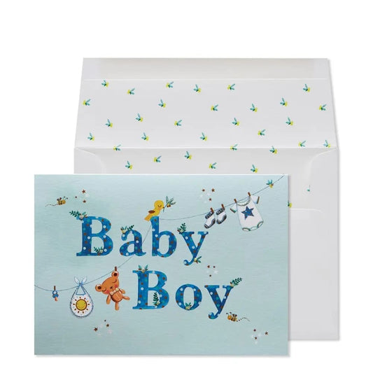 Clothesline Boy Baby Card