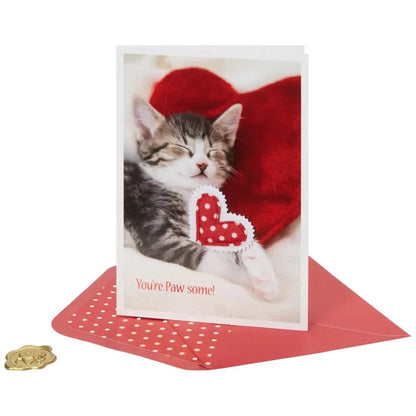 Photo Kitten And Heart Pillows Valentine's Day Card