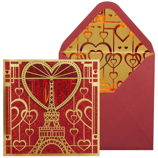 Laser Cut Eiffel Tower Valentine's Day Card