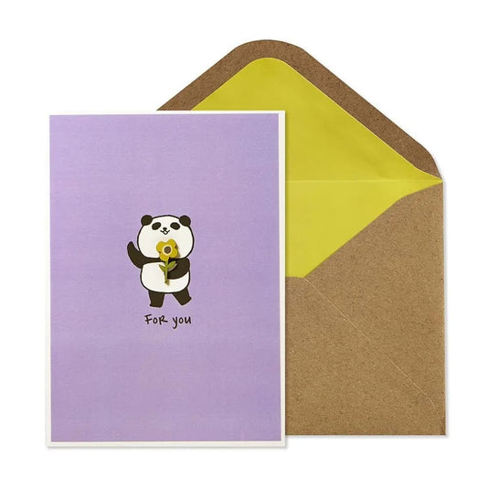 Panda with Flower Friendship Card