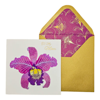 Embroidered Orchid Mother's Day Card