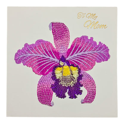 Embroidered Orchid Mother's Day Card