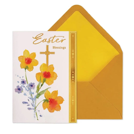 Daffodils And Cross Easter Card