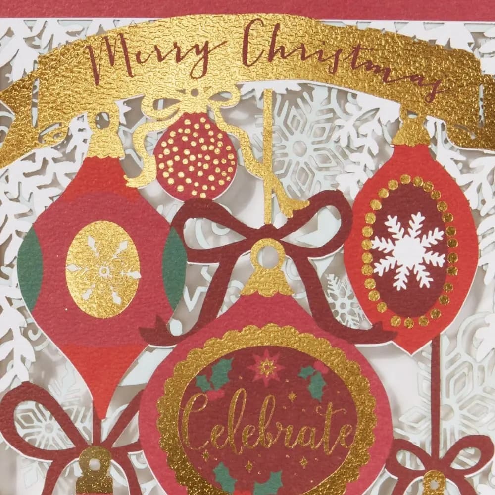 Laser Cut Baubles Christmas Card