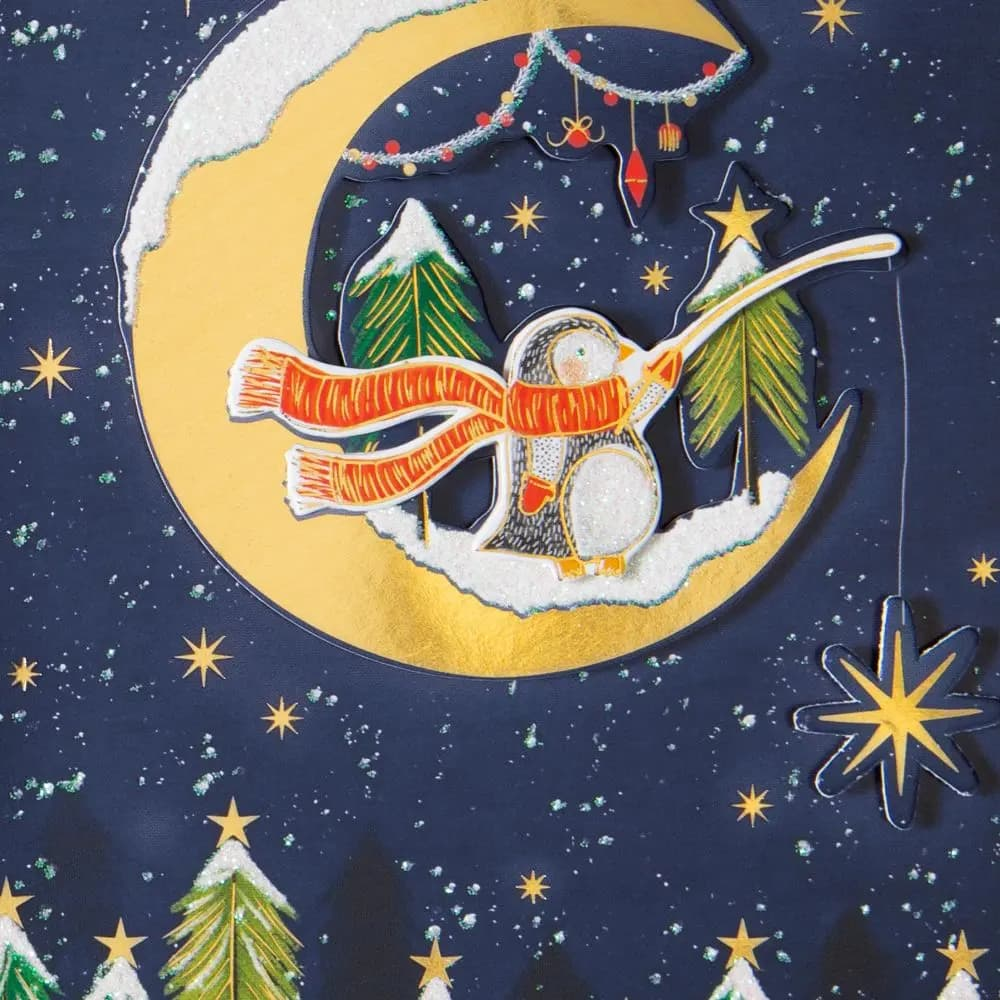 Penguin On Moon Christmas