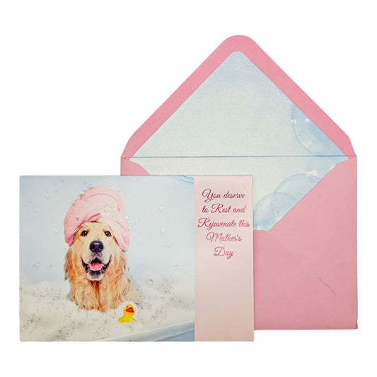 Dog in Bath Mother's Day Card