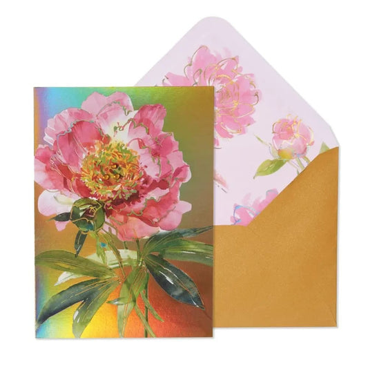 Peony On Gold Mother's Day Card