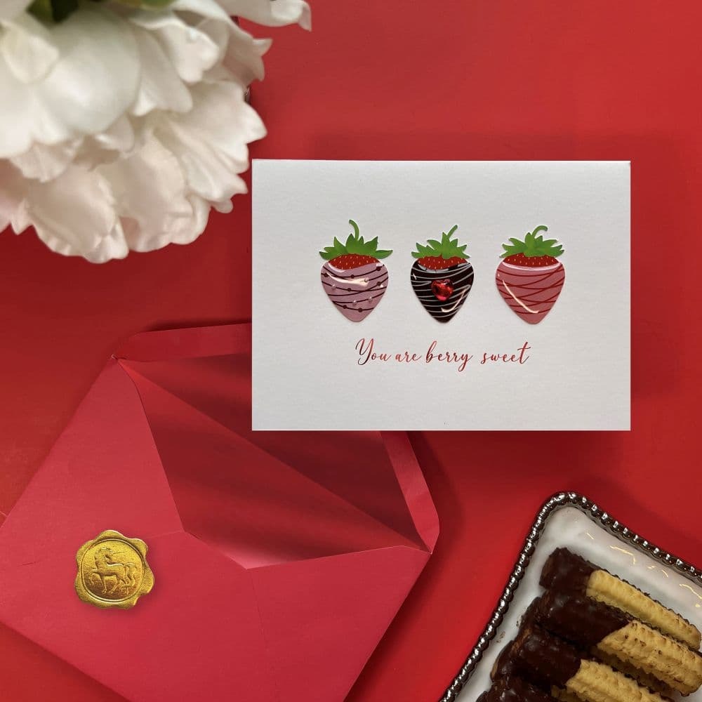 Handmade Dipped Berries Valentine Card