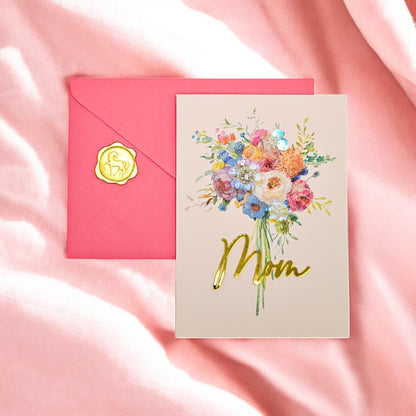 Acrylic Mom with Flowers Mother's Day Card