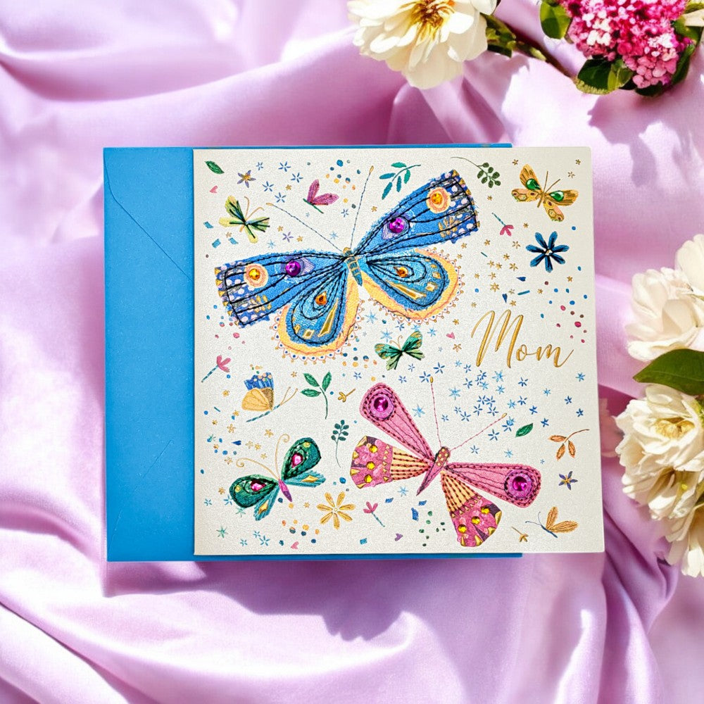 Butterflies with Stitching Mother's Day Card