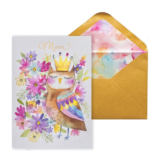 Whimsical Owl In Crown Mother's Day Card