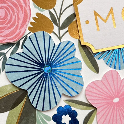 Modern Floral with Blue Mother's Day Card