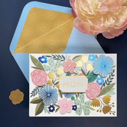 Modern Floral with Blue Mother's Day Card