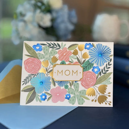 Modern Floral with Blue Mother's Day Card