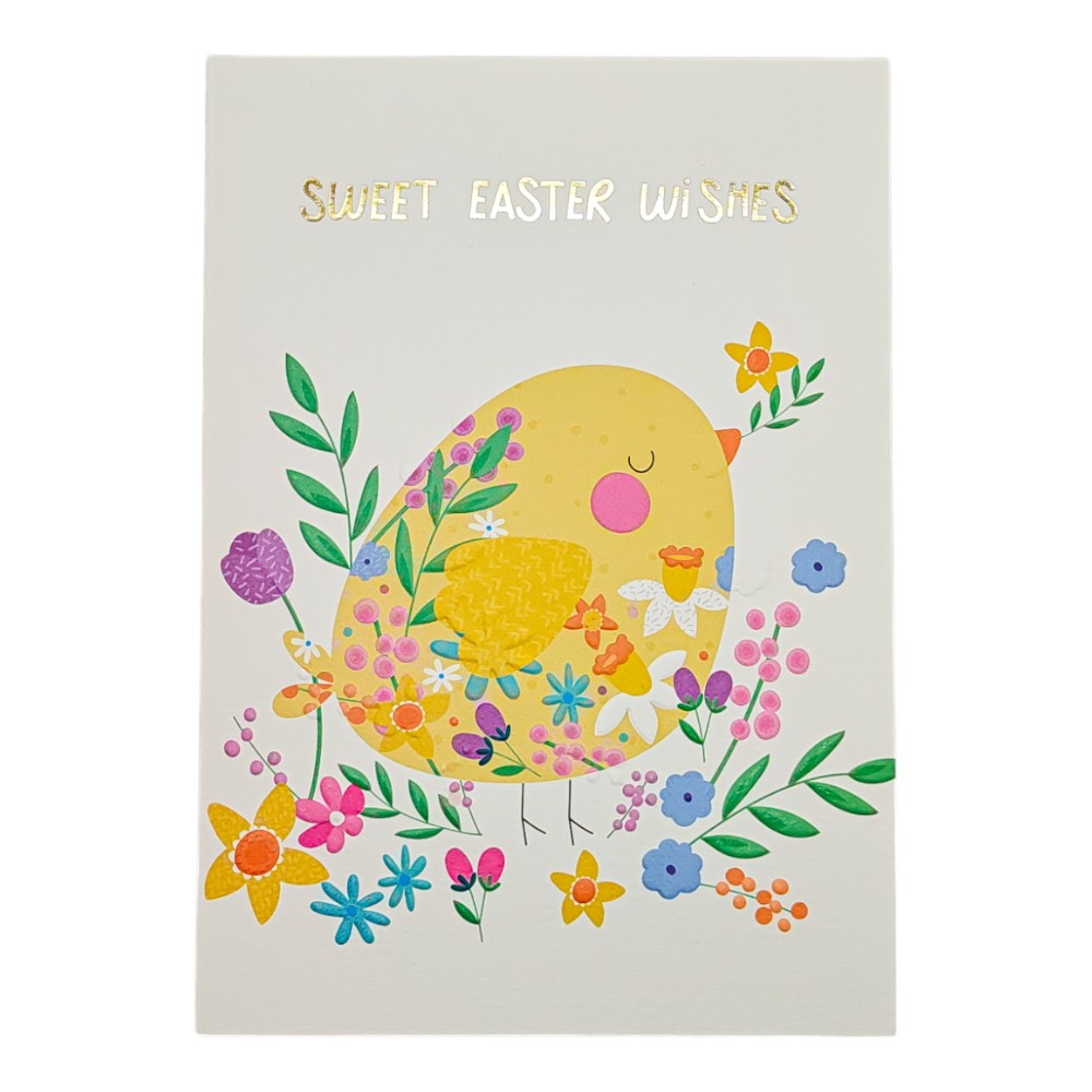 Chick With Flowers Easter Card