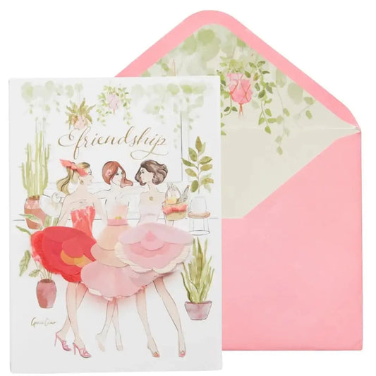 Girlfriends in Flowers Skirts Friendship Card