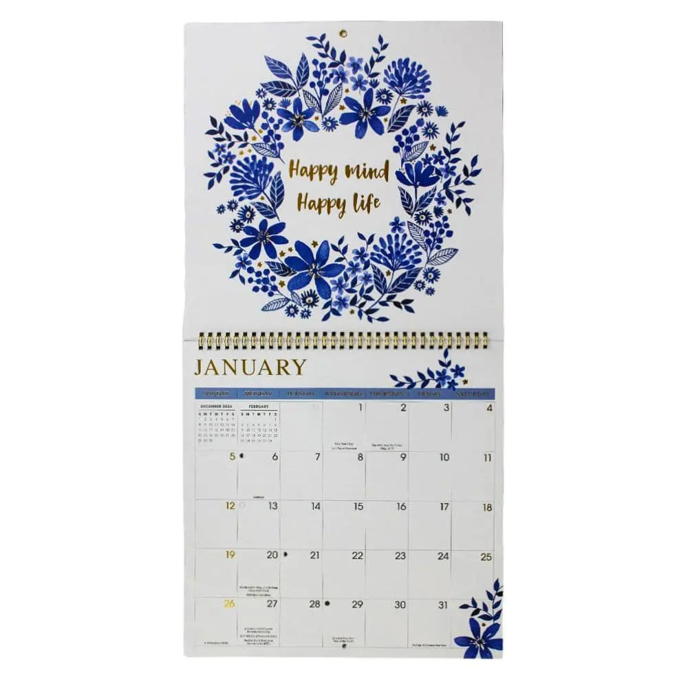 China Blue Wall 2025 Wall Calendar