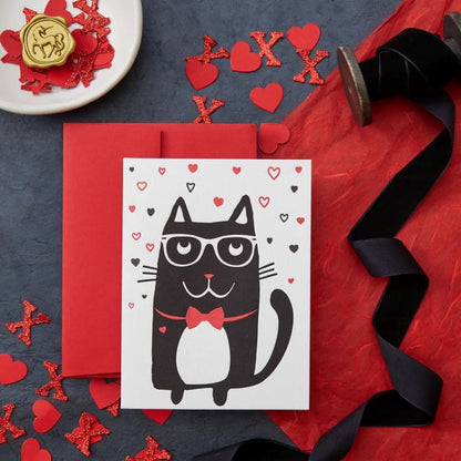 Cat With Glasses Valentine's Day Card