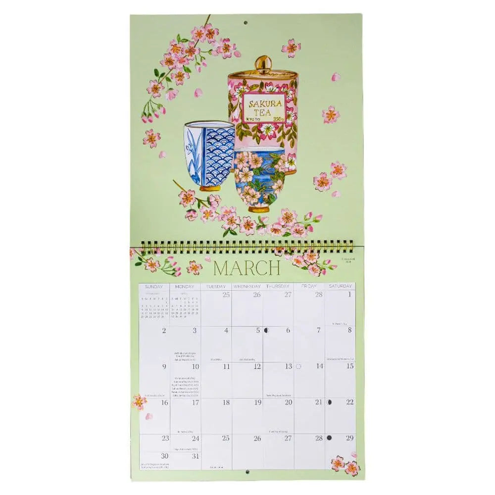 Teacups 2025 Wall Calendar NIQUEA.D Boutique