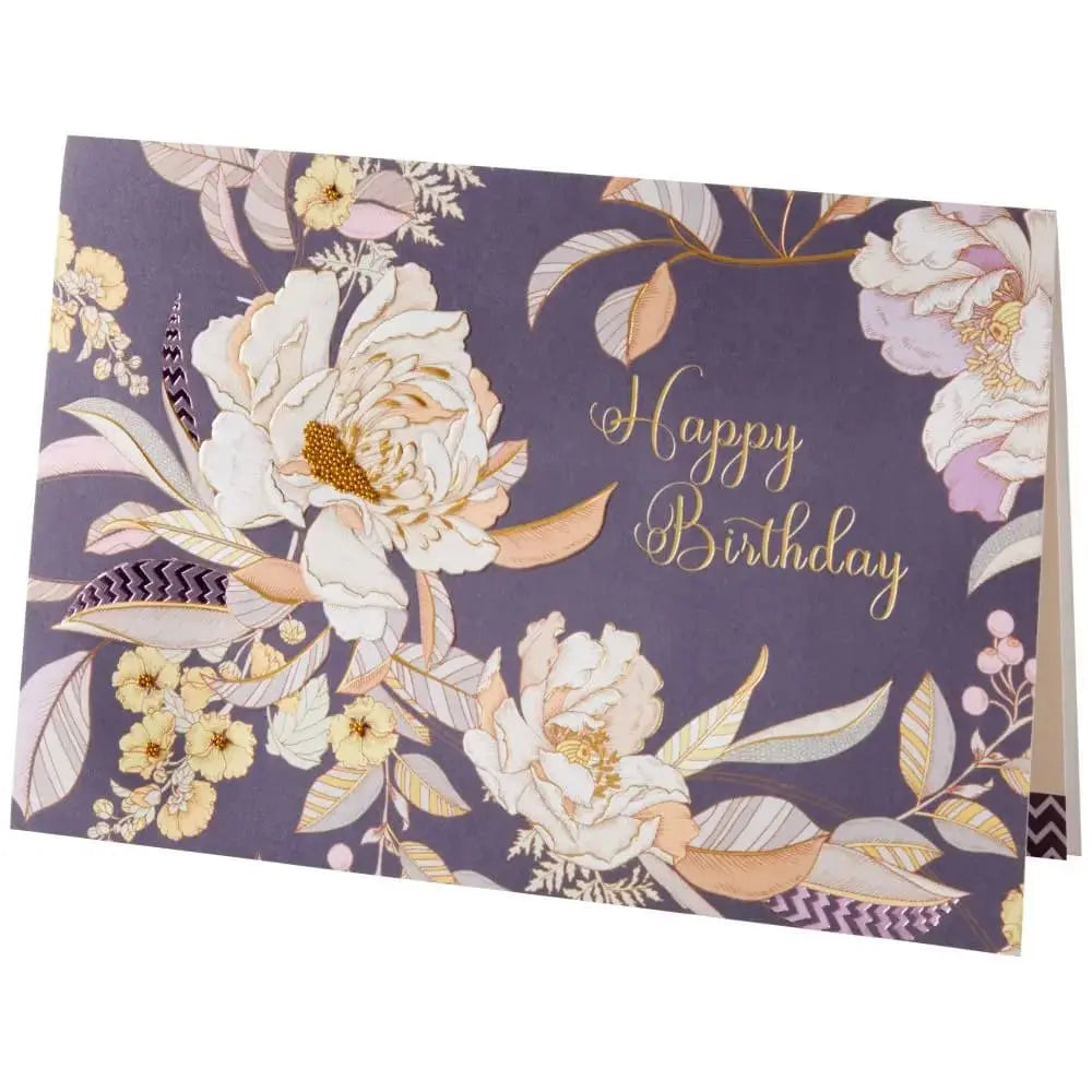 Contemporary Floral With Chevron Collector's Edition Birthday Card