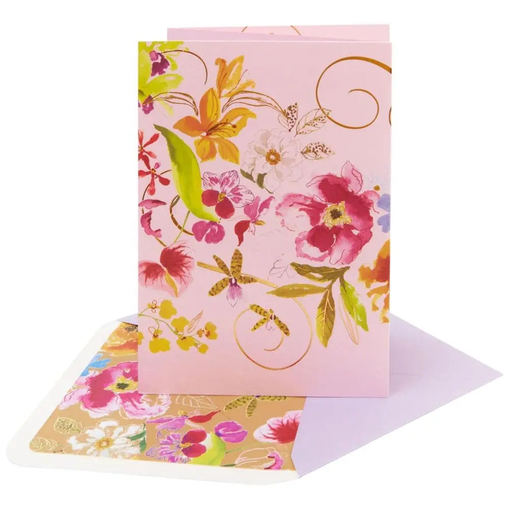 Floral 3 Panel Fold-Out Blank Card