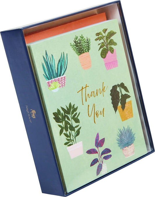 Thank You Houseplants Teal Boxed Notes