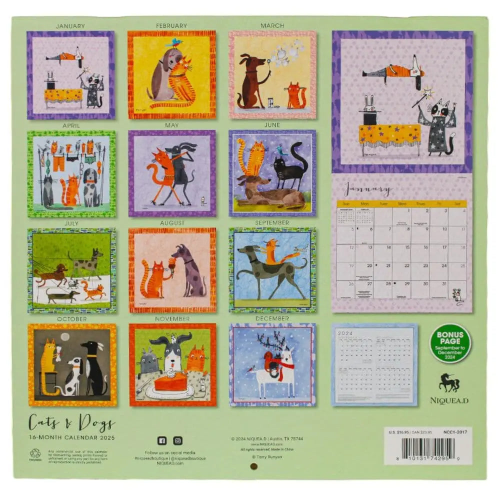 Cats & Dogs 2025 Wall Calendar