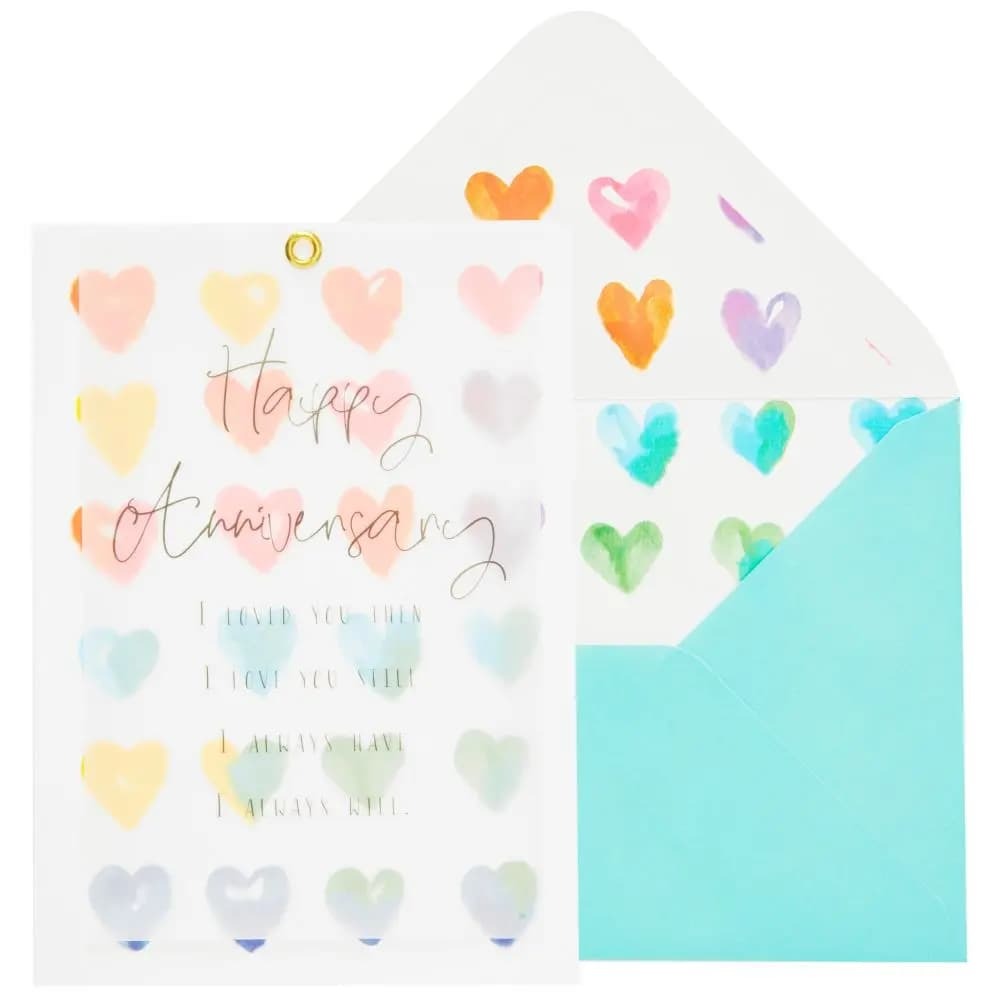 Vellum and Hearts Anniversary Card