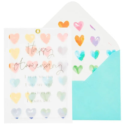 Vellum and Hearts Anniversary Card