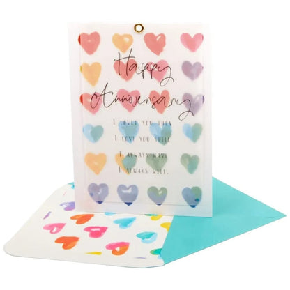 Vellum and Hearts Anniversary Card