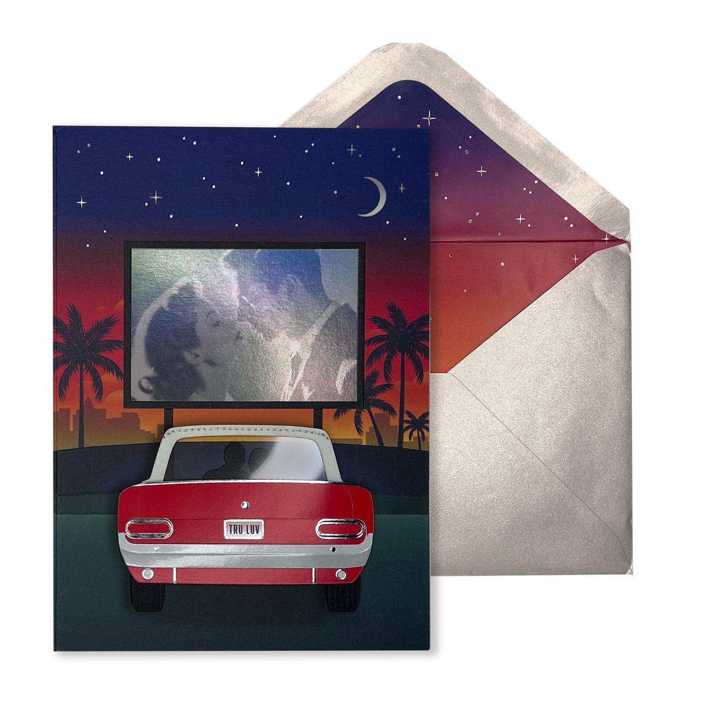 Classic Car at Drive In Anniversary Card