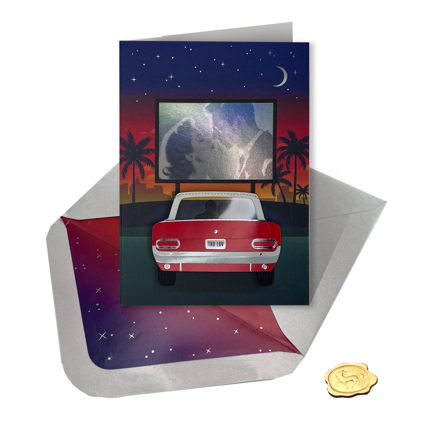 Classic Car at Drive In Anniversary Card