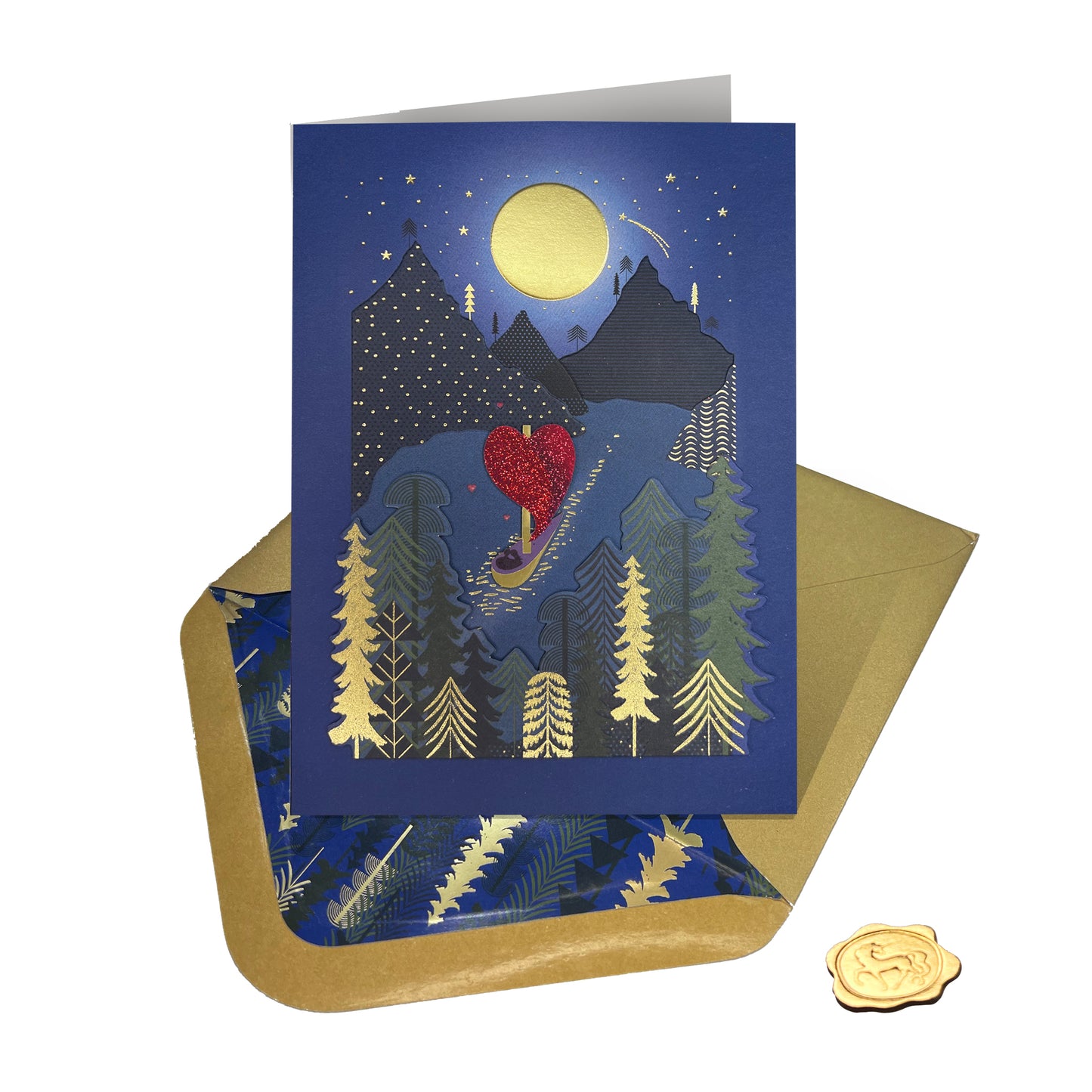 Boat Scene at Night Anniversary Card