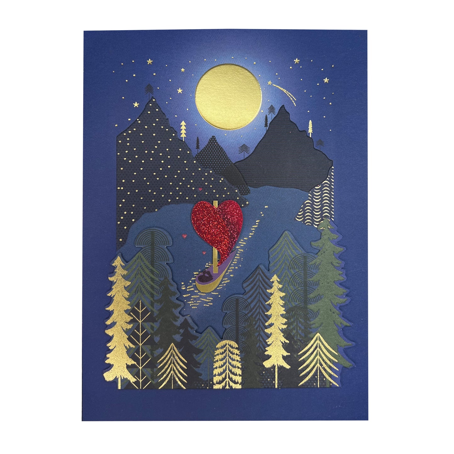 Boat Scene at Night Anniversary Card