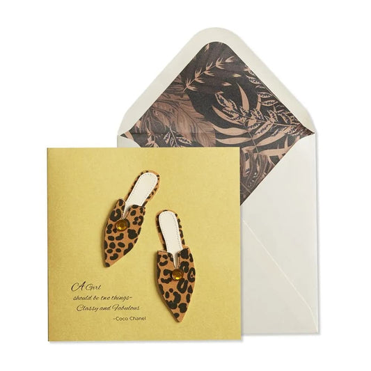 Leopard Mules Birthday Card