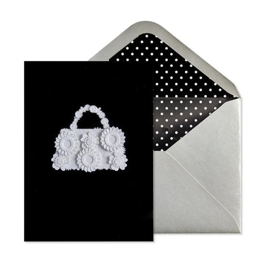 White Flower Handbag Greeting Card