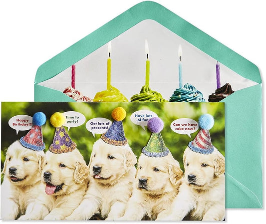 Row Of Puppies Birthday Card