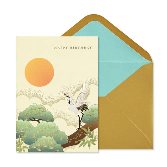 Crane with Sun Birthday Card