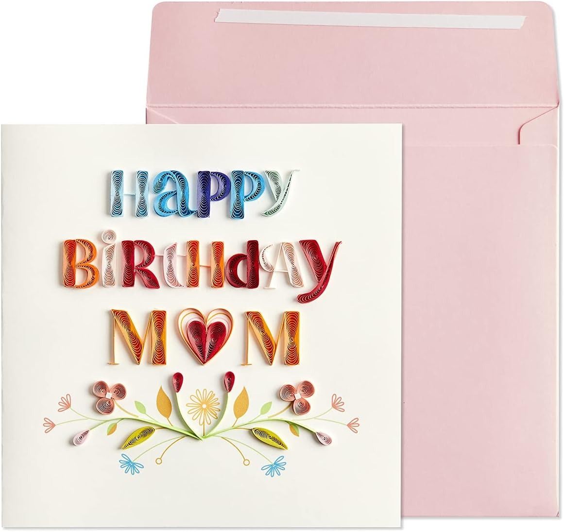 Quilled Mom with Flowers Birthday Card