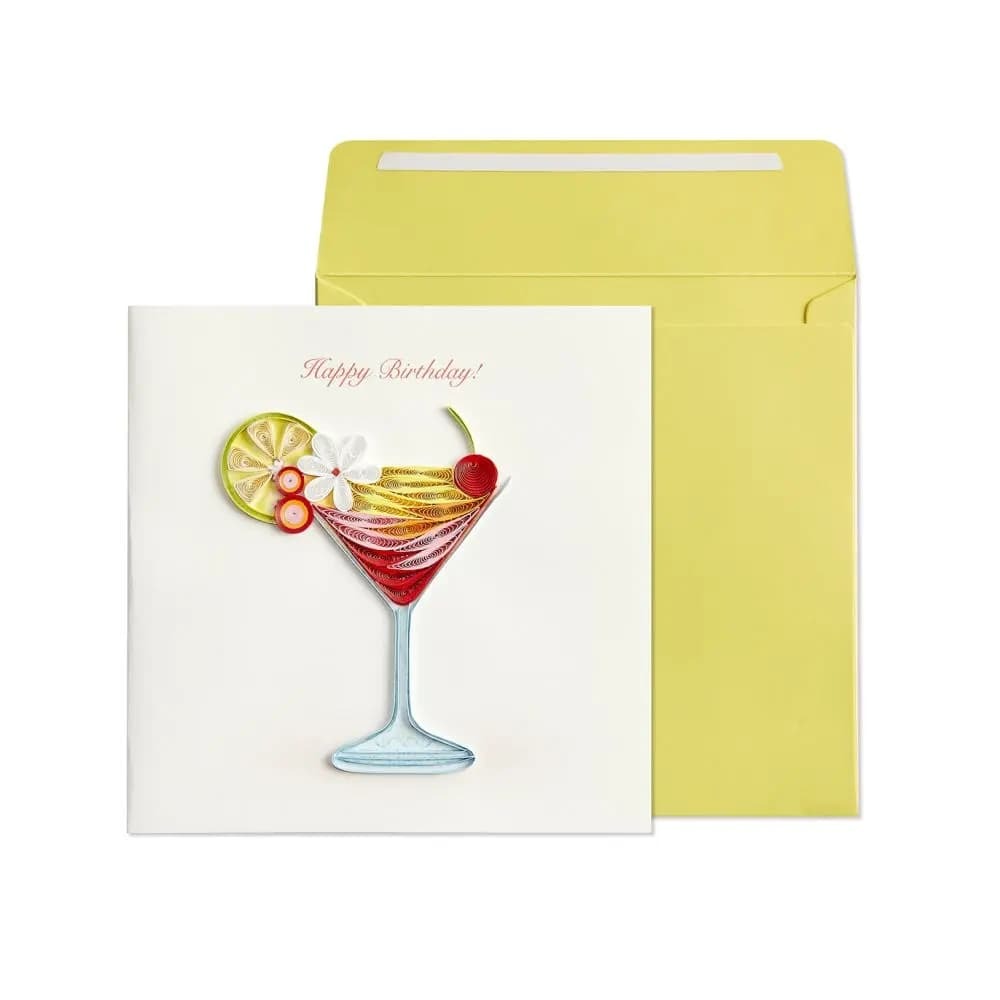 Quilled Martini Cheers Birthday Card