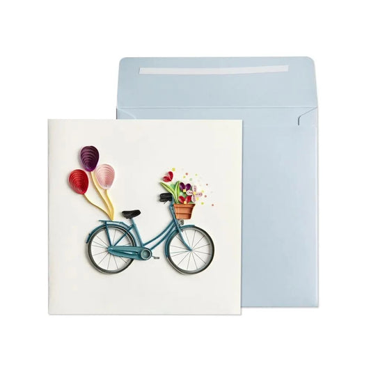 Quilled Bike with Flowers Birthday Card