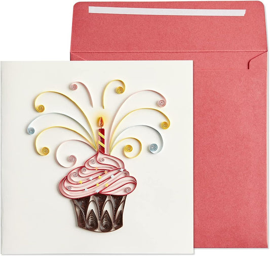 Quilled Red Cupcake Birthday Card